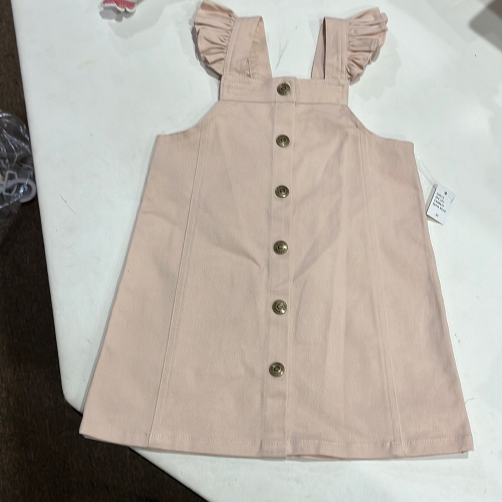 NWT JESSICA SIMPSON child’s denim jumper ! Size 3t with ruffle shoulders!